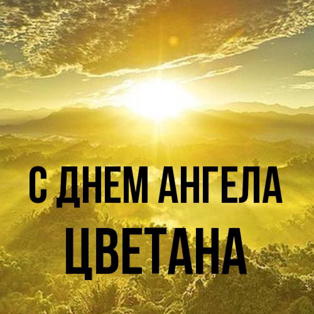 Открытка на каждый день с именем, Цветана С днем ангела леса и небо в желтом Прикольная открытка с пожеланием онлайн скачать бесплатно 