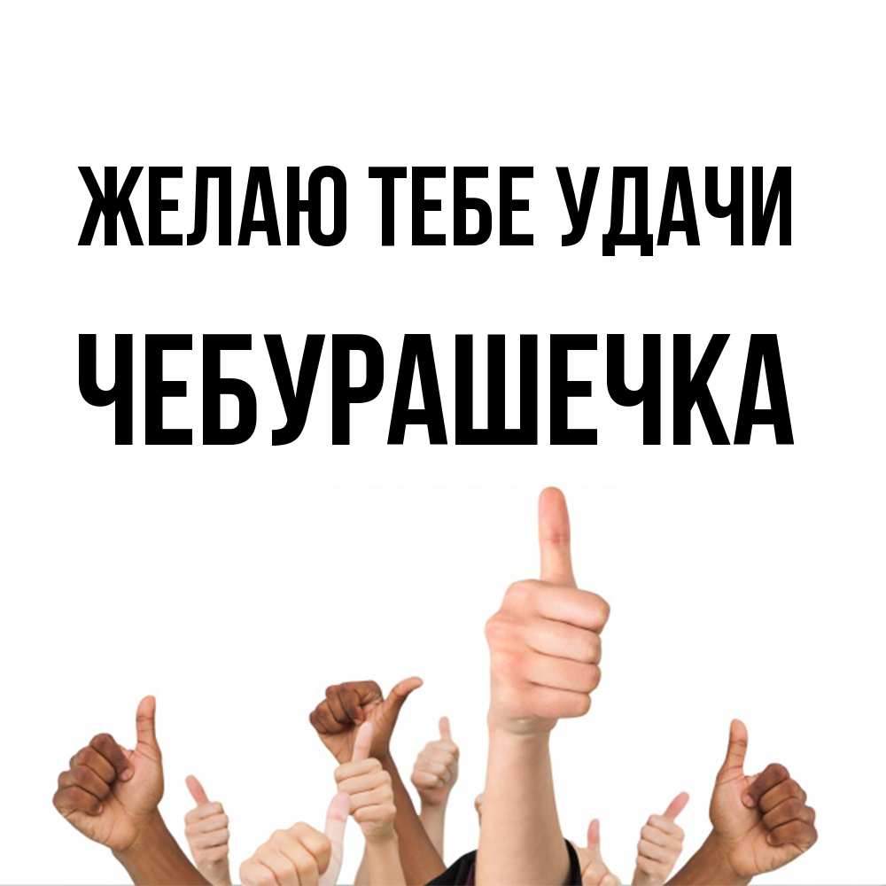 Открытка на каждый день с именем, Чебурашечка Желаю тебе удачи молодцом Прикольная открытка с пожеланием онлайн скачать бесплатно 