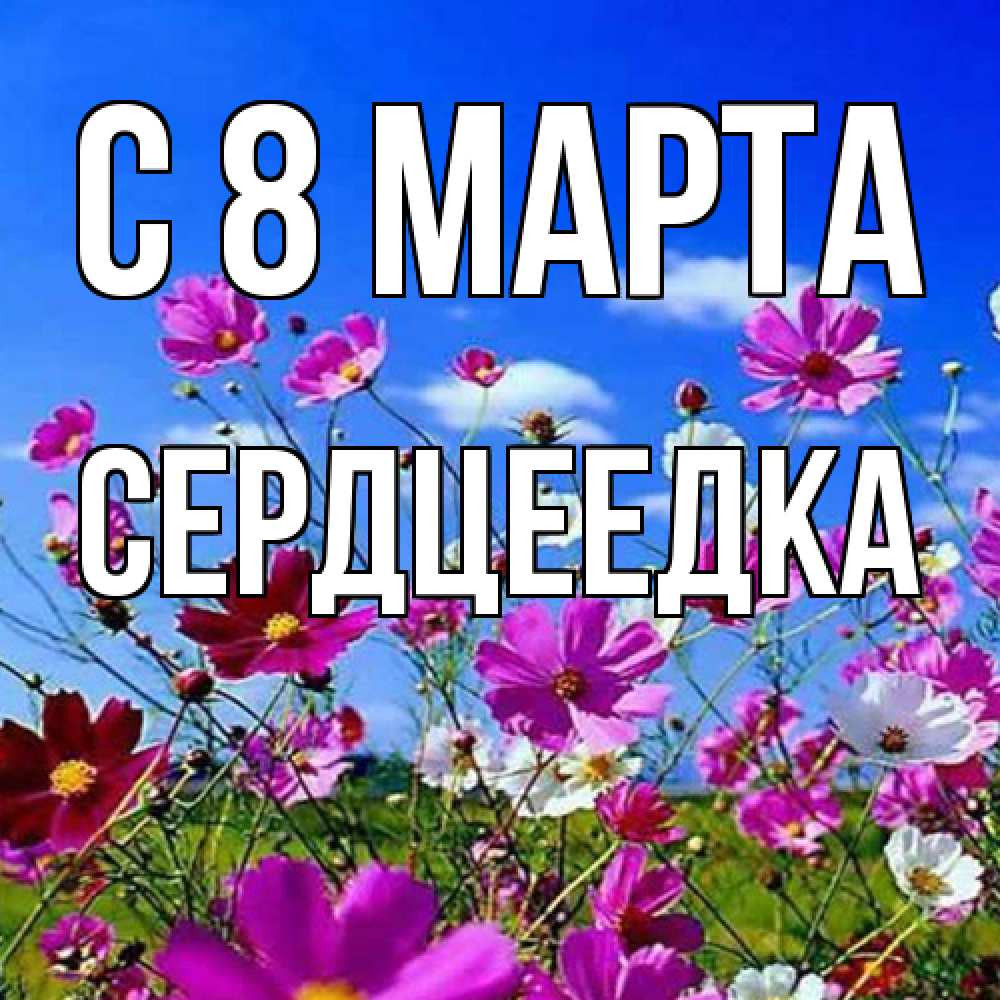 Открытка на каждый день с именем, сердцеедка C 8 МАРТА цветы Прикольная открытка с пожеланием онлайн скачать бесплатно 