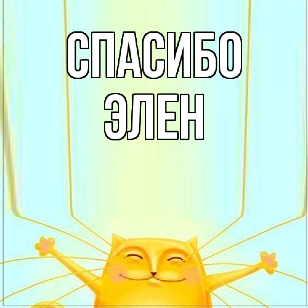 Открытка на каждый день с именем, Элен Спасибо кот с усами благодарит Прикольная открытка с пожеланием онлайн скачать бесплатно 