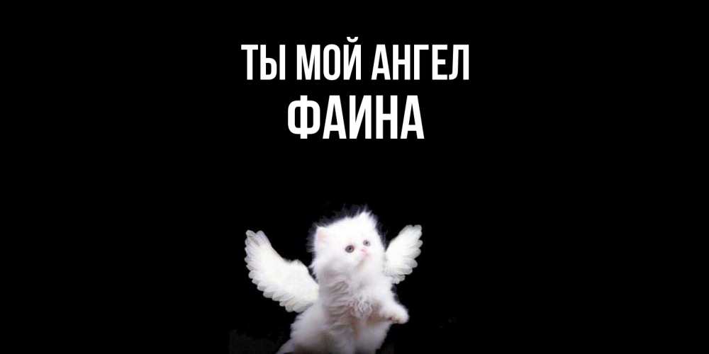 Открытка на каждый день с именем, Фаина Ты мой ангел Кот ангел Прикольная открытка с пожеланием онлайн скачать бесплатно 