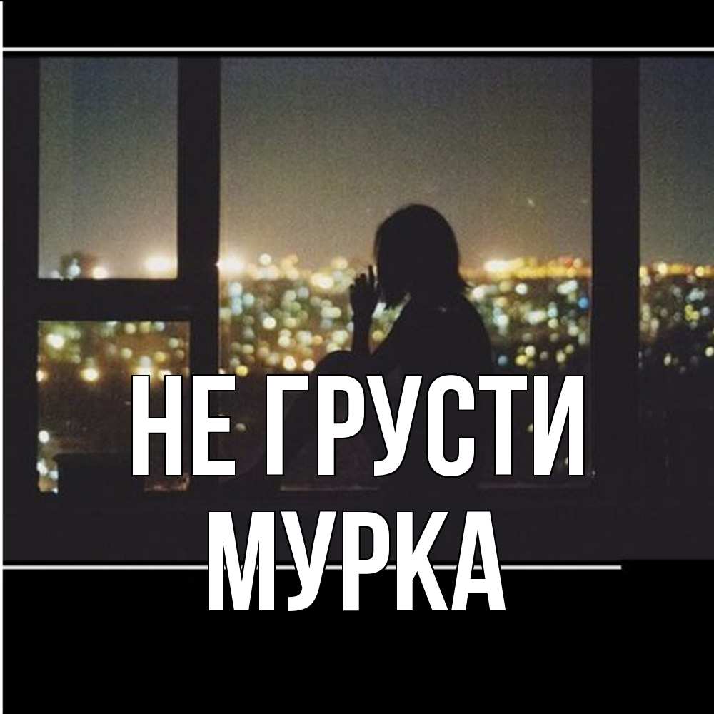 Открытка на каждый день с именем, Муpка Не грусти смотрит на ночной город Прикольная открытка с пожеланием онлайн скачать бесплатно 