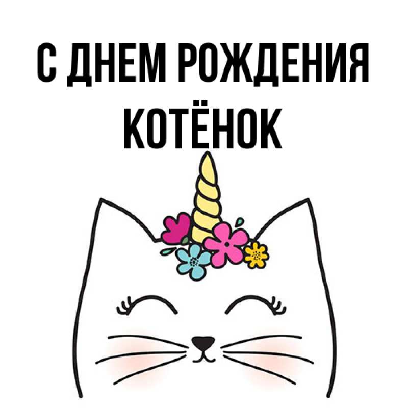 Картинка С днем рождения, Котёнок