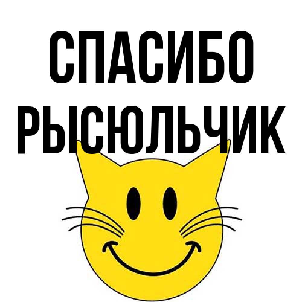 Открытка на каждый день с именем, Рысюльчик Спасибо улыбающийся смайл кот Прикольная открытка с пожеланием онлайн скачать бесплатно 