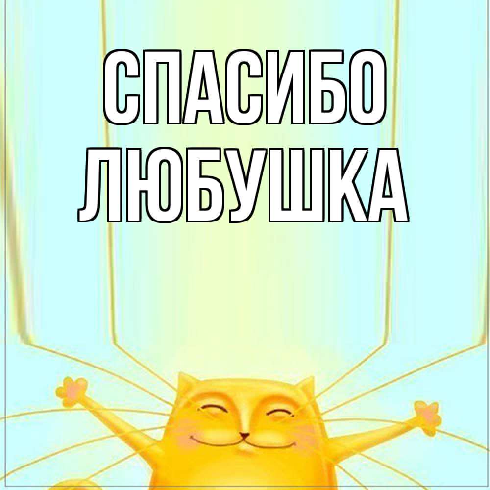 Открытка на каждый день с именем, Любушка Спасибо кот с усами благодарит Прикольная открытка с пожеланием онлайн скачать бесплатно 