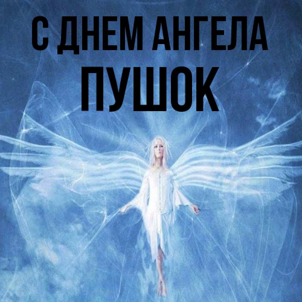 Открытка на каждый день с именем, пушок С днем ангела голубой фон и крылья как у стрекозы Прикольная открытка с пожеланием онлайн скачать бесплатно 