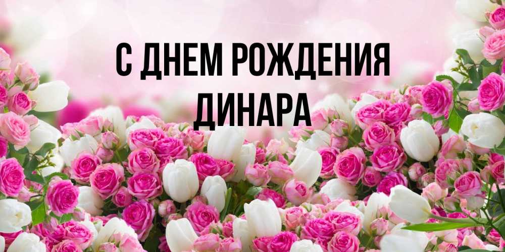 Открытка на каждый день с именем, Динара С днем рождения открытка с разными розами Прикольная открытка с пожеланием онлайн скачать бесплатно 