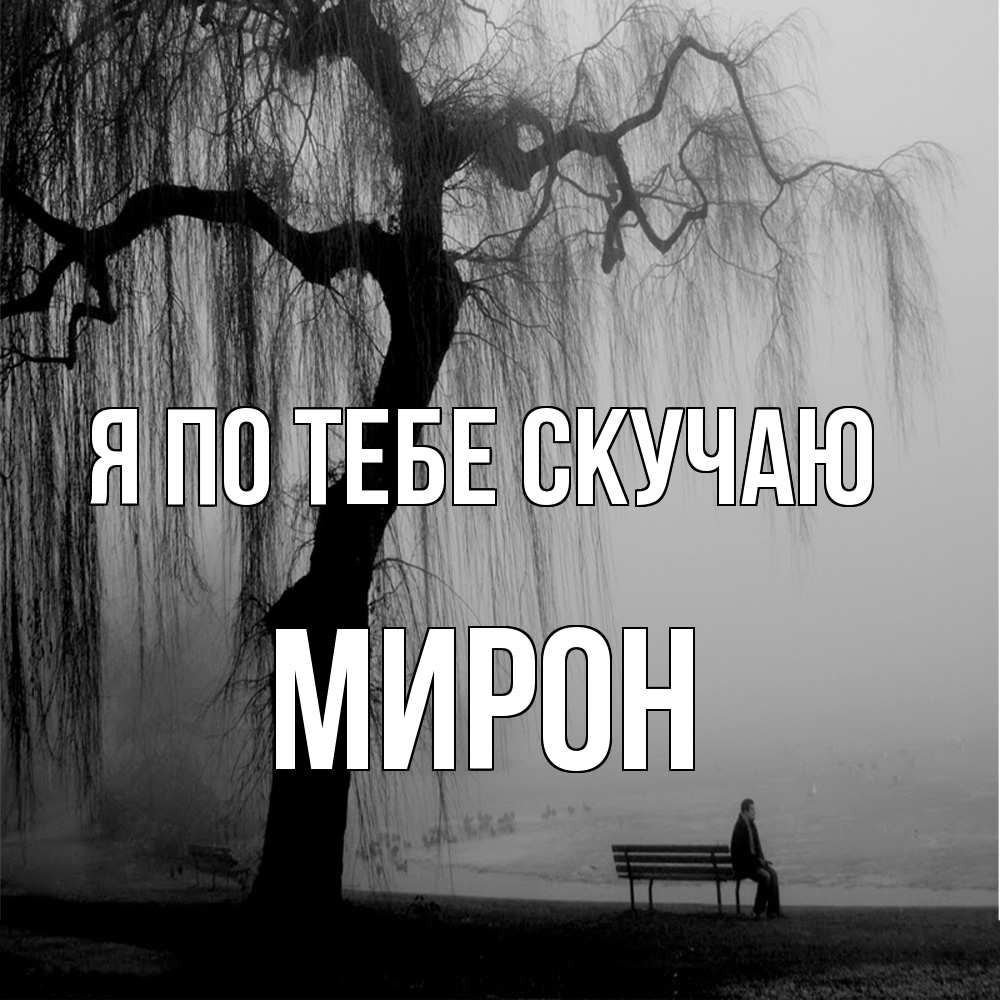 Открытка на каждый день с именем, Мирон Я по тебе скучаю лавочка под деревом я жду тебя Прикольная открытка с пожеланием онлайн скачать бесплатно 