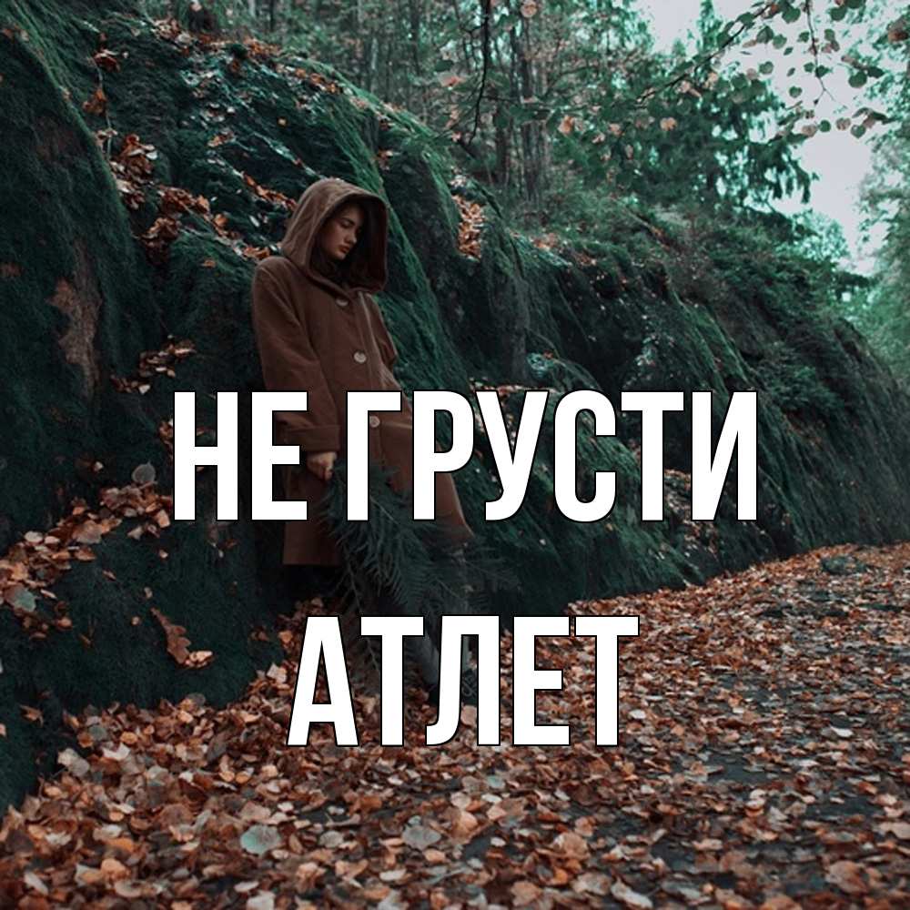 Открытка на каждый день с именем, Атлет Не грусти осенний лес Прикольная открытка с пожеланием онлайн скачать бесплатно 