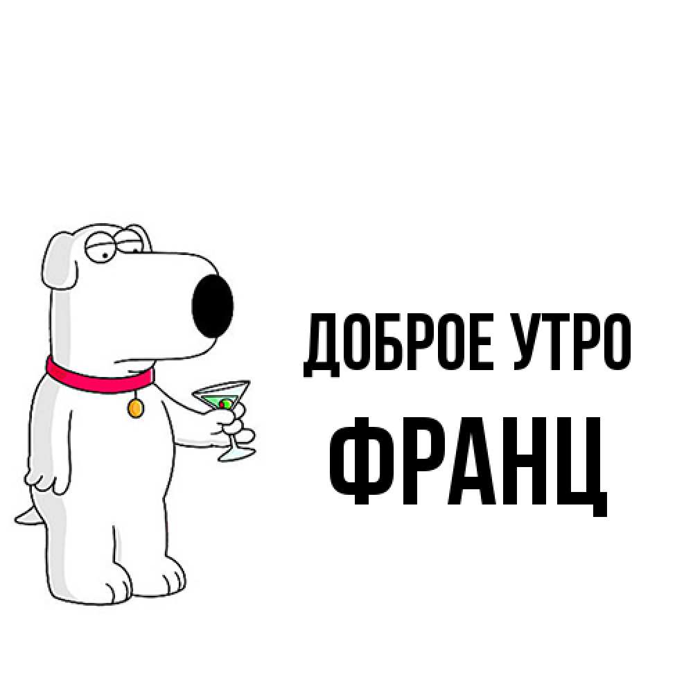 Открытка на каждый день с именем, Франц Доброе утро герои мультфильмов белый пес Прикольная открытка с пожеланием онлайн скачать бесплатно 