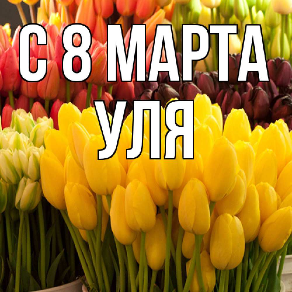 Открытка на каждый день с именем, Уля C 8 МАРТА цветы Прикольная открытка с пожеланием онлайн скачать бесплатно 
