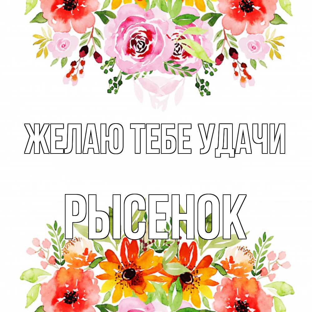 Открытка на каждый день с именем, рысенок Желаю тебе удачи открытка с цветами акварелью Прикольная открытка с пожеланием онлайн скачать бесплатно 