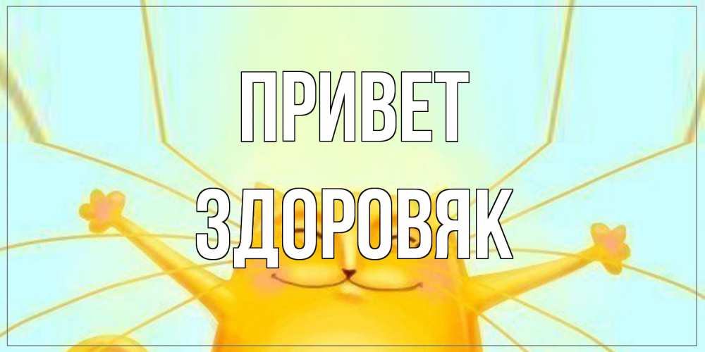 Открытка на каждый день с именем, Здоровяк Привет кот Прикольная открытка с пожеланием онлайн скачать бесплатно 