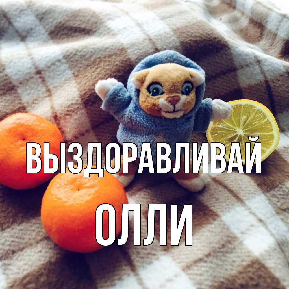 Открытка на каждый день с именем, Олли Выздоравливай вот тебе апельсинка и лимон Прикольная открытка с пожеланием онлайн скачать бесплатно 