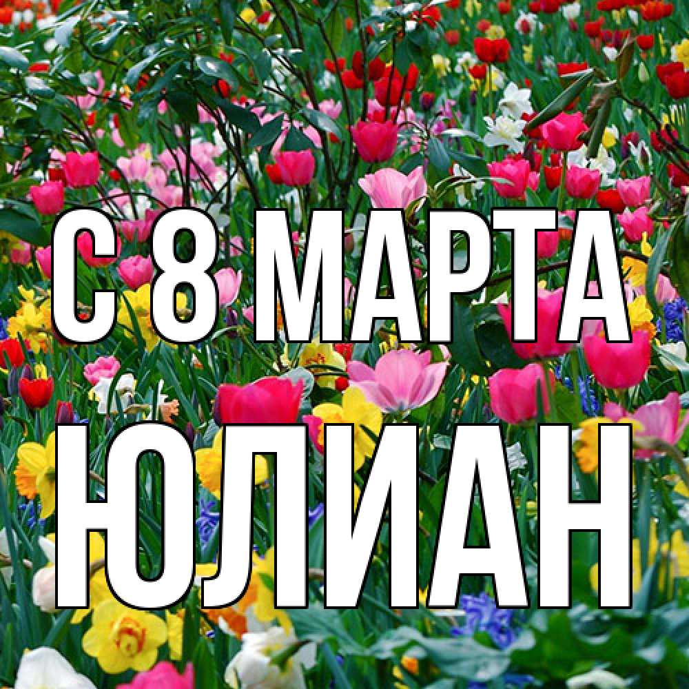 Открытка на каждый день с именем, Юлиан C 8 МАРТА с международным женским днем поздравления для женщины Прикольная открытка с пожеланием онлайн скачать бесплатно 