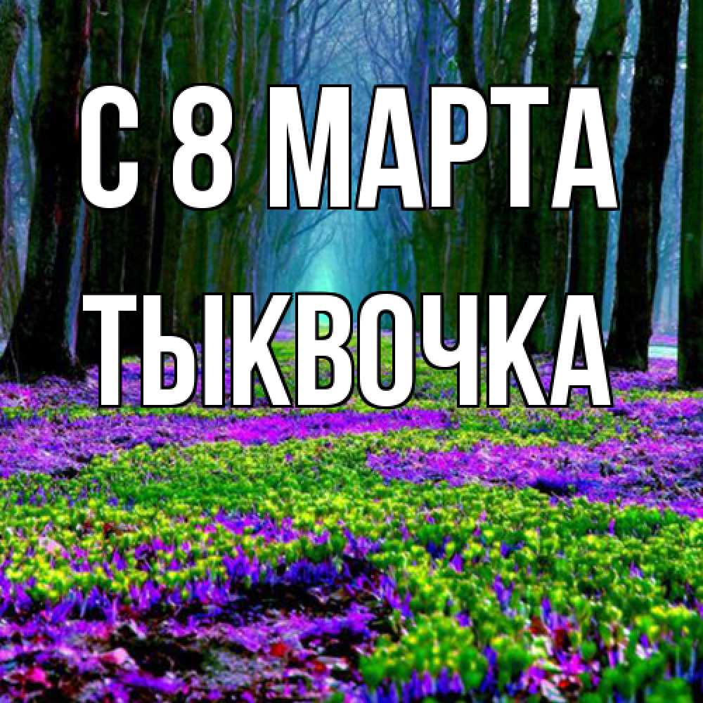Открытка на каждый день с именем, тыквочка C 8 МАРТА фиолетовые цветы в лесу 1 Прикольная открытка с пожеланием онлайн скачать бесплатно 