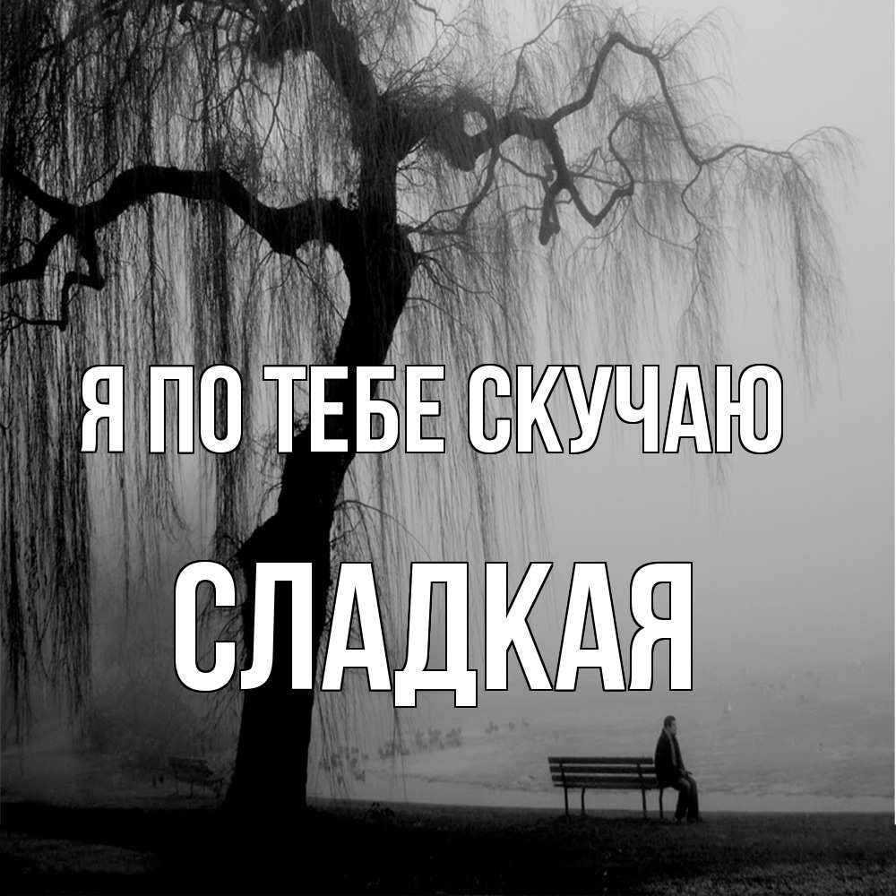 Открытка на каждый день с именем, сладкая Я по тебе скучаю лавочка под деревом я жду тебя Прикольная открытка с пожеланием онлайн скачать бесплатно 