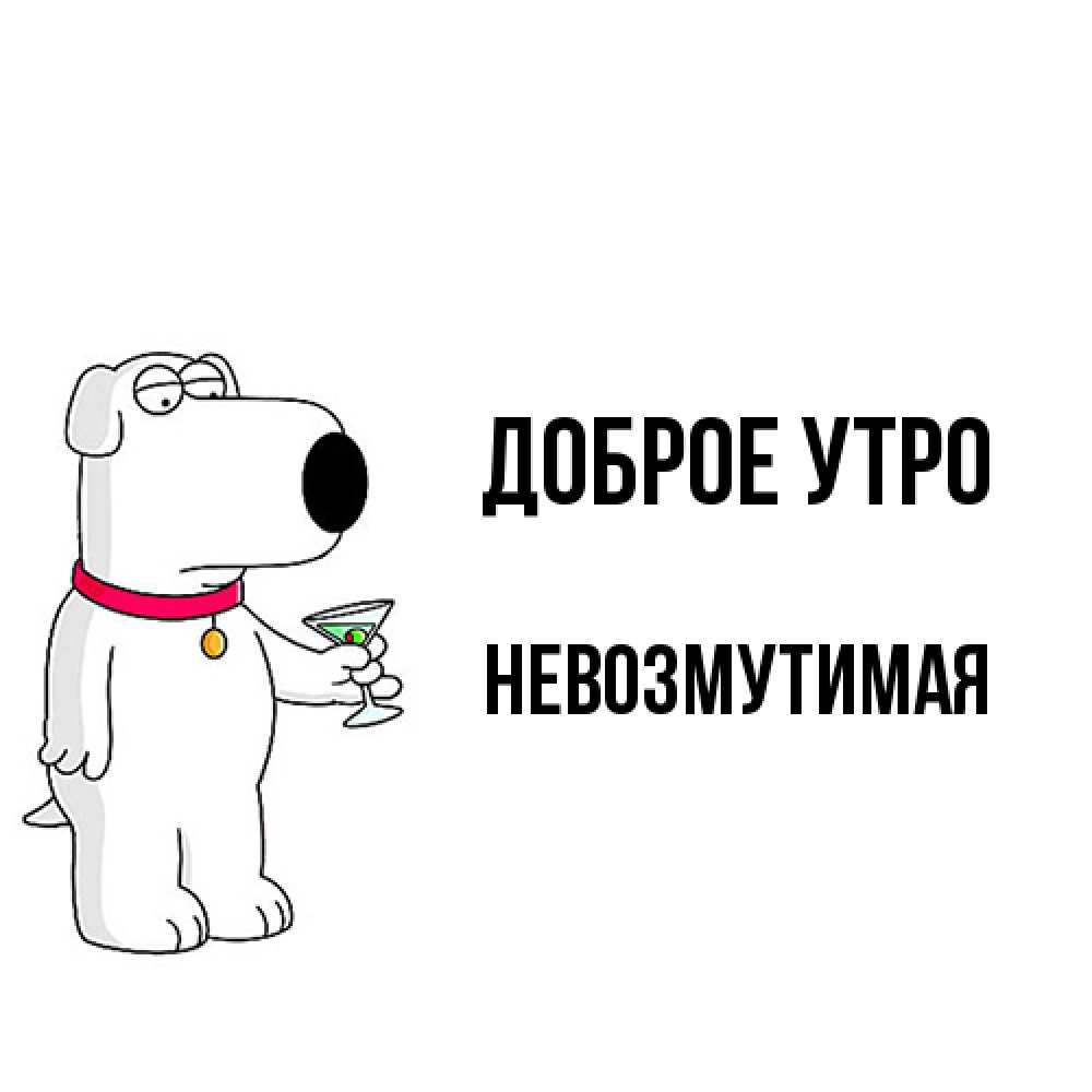 Открытка на каждый день с именем, Невозмутимая Доброе утро герои мультфильмов белый пес Прикольная открытка с пожеланием онлайн скачать бесплатно 