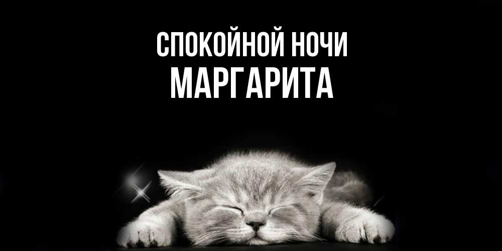 Открытка на каждый день с именем, Маргарита Спокойной ночи спящий котик Прикольная открытка с пожеланием онлайн скачать бесплатно 