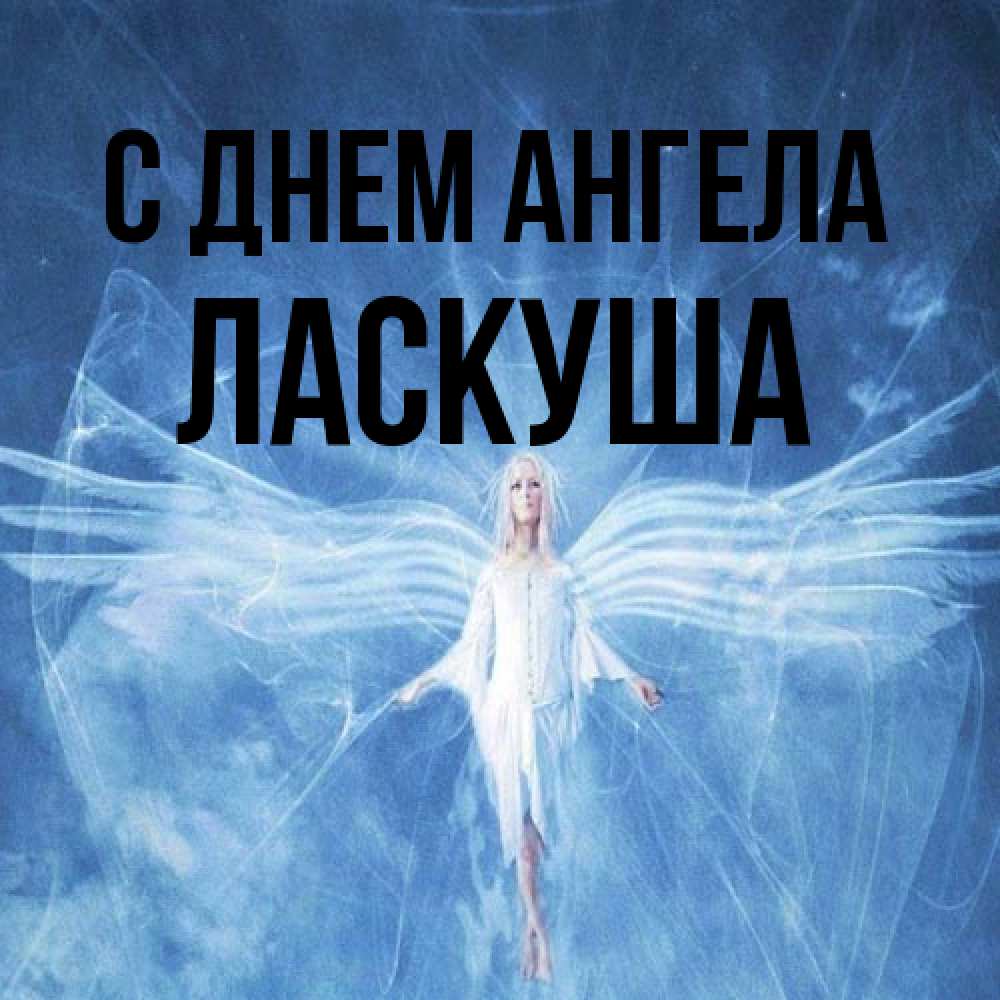 Открытка на каждый день с именем, ласкуша С днем ангела голубой фон и крылья как у стрекозы Прикольная открытка с пожеланием онлайн скачать бесплатно 