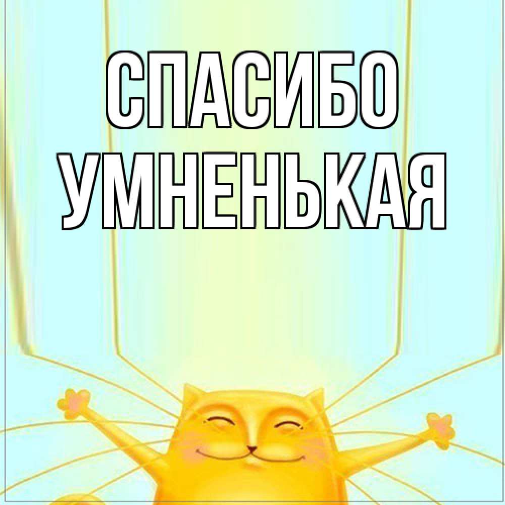 Открытка на каждый день с именем, Умненькая Спасибо кот с усами благодарит Прикольная открытка с пожеланием онлайн скачать бесплатно 