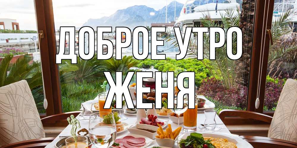 Открытка на каждый день с именем, Женя Доброе утро тропическое утро Прикольная открытка с пожеланием онлайн скачать бесплатно 