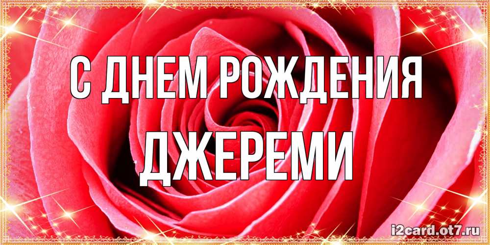 Открытка на каждый день с именем, Джереми С днем рождения розовая роза очень крупный бутон Прикольная открытка с пожеланием онлайн скачать бесплатно 