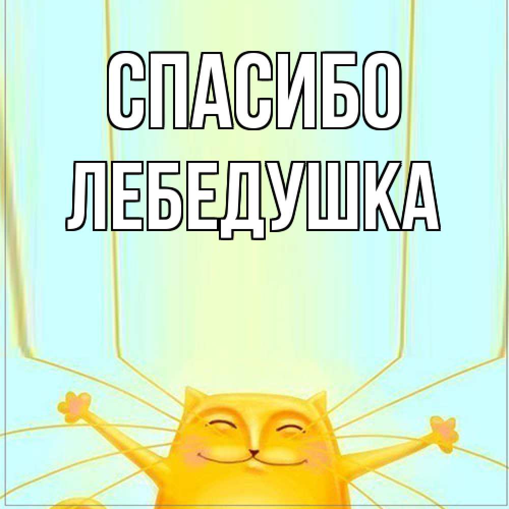 Открытка на каждый день с именем, лебедушка Спасибо кот с усами благодарит Прикольная открытка с пожеланием онлайн скачать бесплатно 