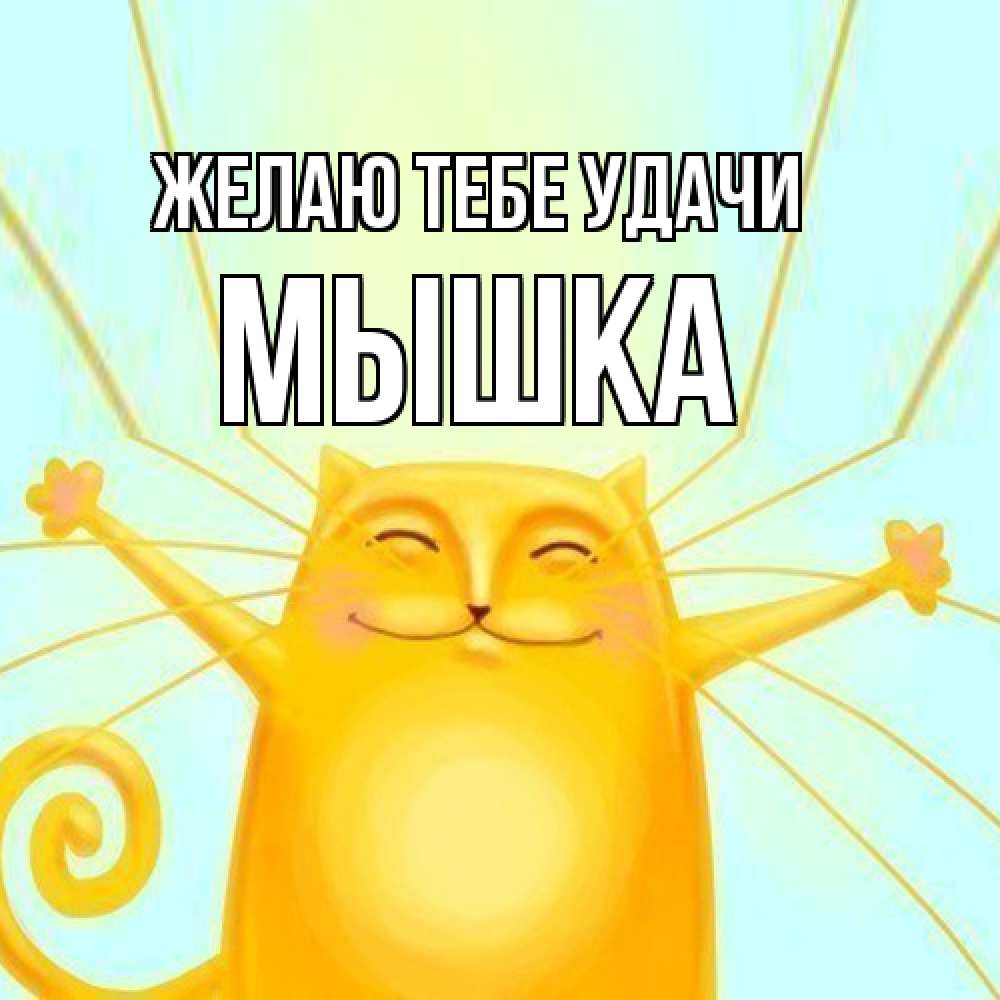 Открытка на каждый день с именем, Мышка Желаю тебе удачи пусть придет к тебе удача Прикольная открытка с пожеланием онлайн скачать бесплатно 