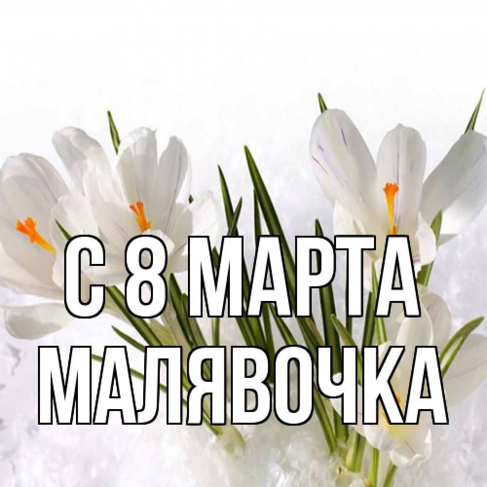 Открытка на каждый день с именем, малявочка C 8 МАРТА под снегом Прикольная открытка с пожеланием онлайн скачать бесплатно 