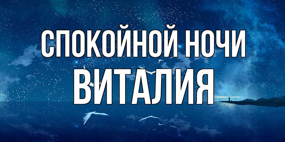 Открытка на каждый день с именем, Виталия Спокойной ночи птицы летят на фоне ночного неба Прикольная открытка с пожеланием онлайн скачать бесплатно 