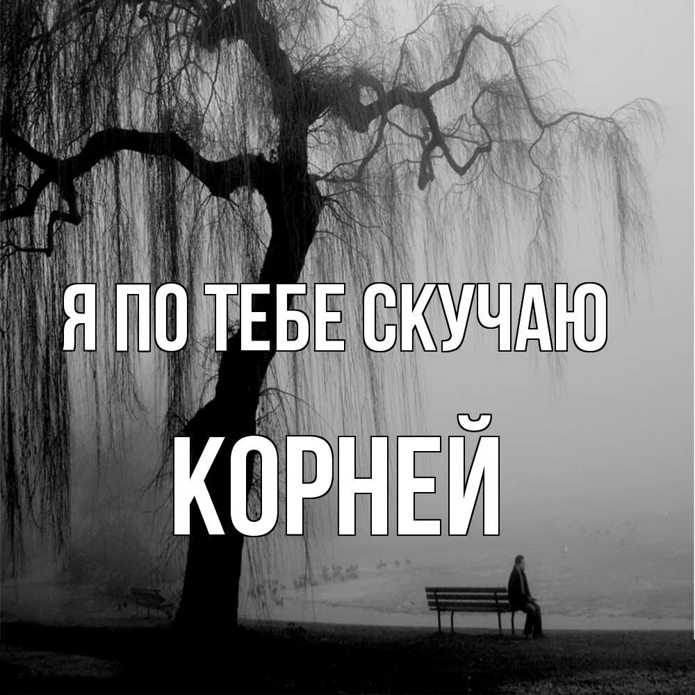 Открытка на каждый день с именем, Корней Я по тебе скучаю лавочка под деревом я жду тебя Прикольная открытка с пожеланием онлайн скачать бесплатно 