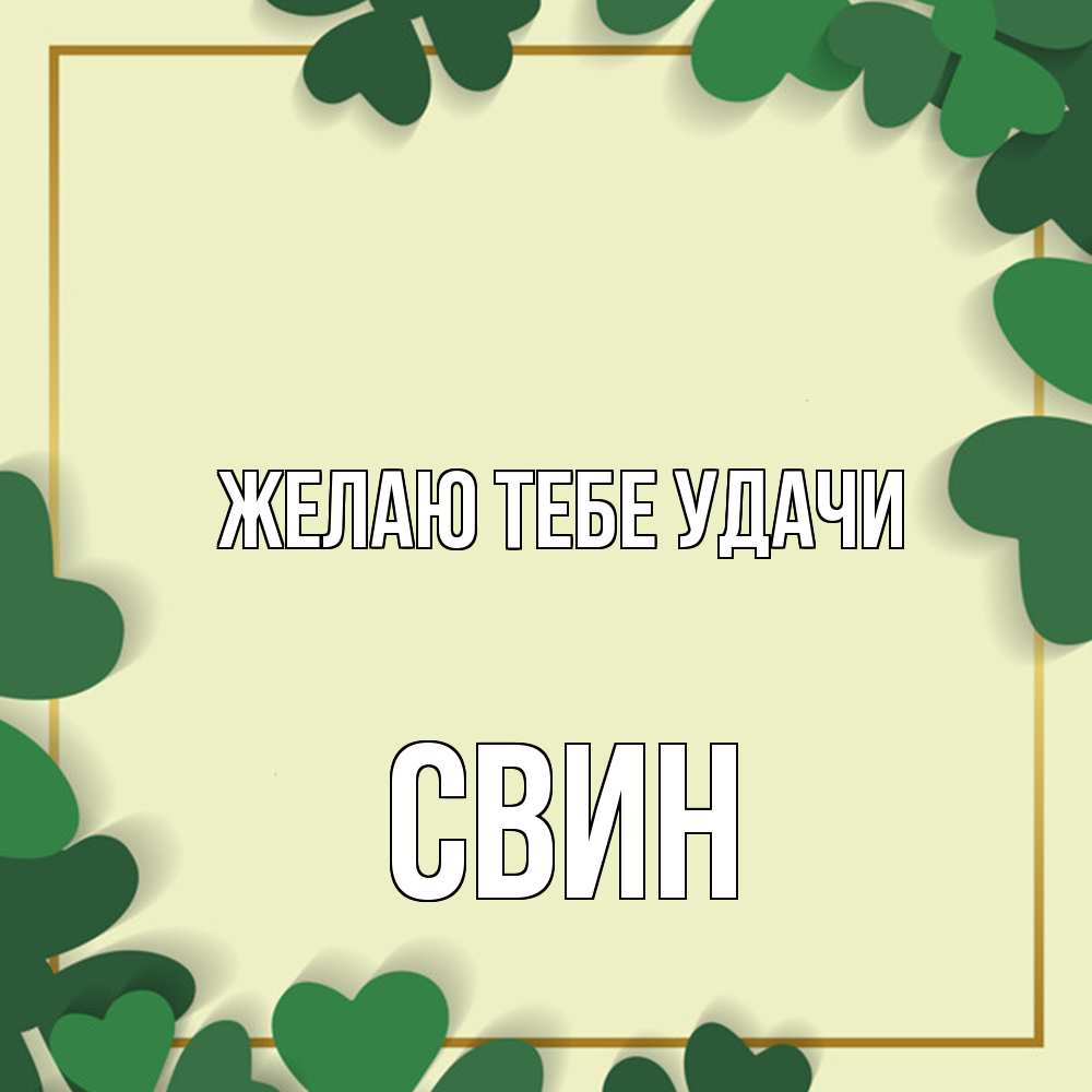 Открытка на каждый день с именем, Свин Желаю тебе удачи рамка 2 Прикольная открытка с пожеланием онлайн скачать бесплатно 
