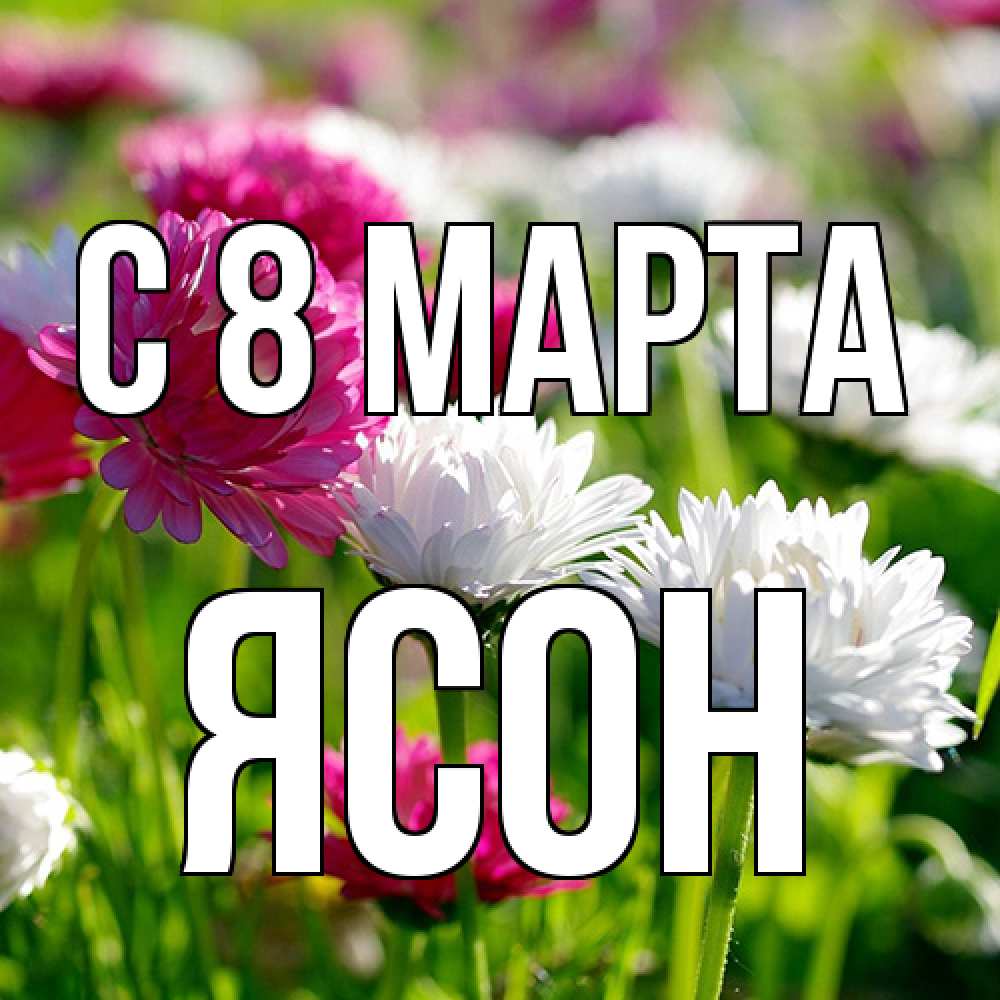 Открытка на каждый день с именем, Ясон C 8 МАРТА международный женский день 1 Прикольная открытка с пожеланием онлайн скачать бесплатно 