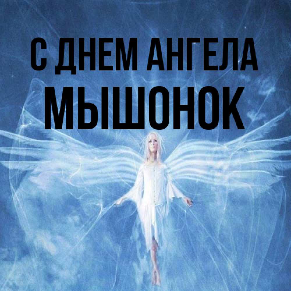 Открытка на каждый день с именем, Мышонок С днем ангела голубой фон и крылья как у стрекозы Прикольная открытка с пожеланием онлайн скачать бесплатно 