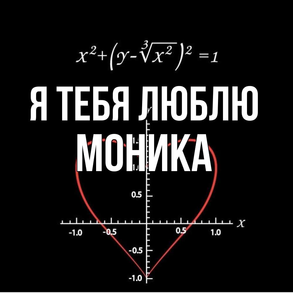 Открытка на каждый день с именем, Моника Я тебя люблю сердечная формула Прикольная открытка с пожеланием онлайн скачать бесплатно 