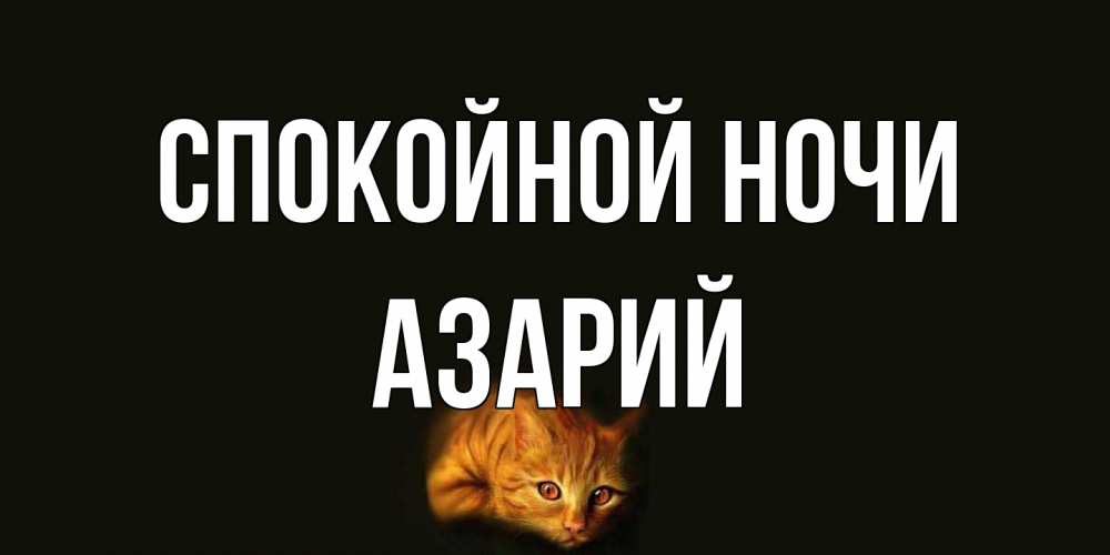 Открытка на каждый день с именем, Азарий Спокойной ночи кот Прикольная открытка с пожеланием онлайн скачать бесплатно 