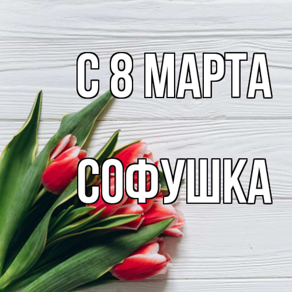 Открытка на каждый день с именем, Софушка C 8 МАРТА весна 2 Прикольная открытка с пожеланием онлайн скачать бесплатно 
