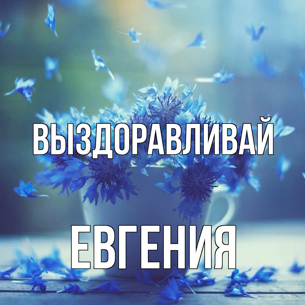 Открытка на каждый день с именем, Евгения Выздоравливай кружка с зельем и цветами Прикольная открытка с пожеланием онлайн скачать бесплатно 