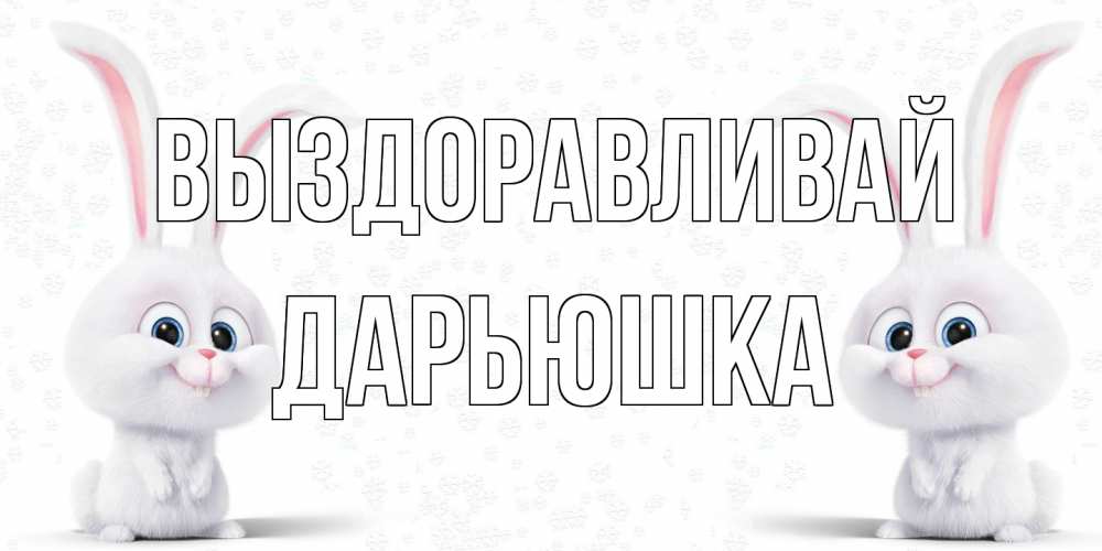Открытка на каждый день с именем, Дарьюшка Выздоравливай не болей с зайцем Прикольная открытка с пожеланием онлайн скачать бесплатно 