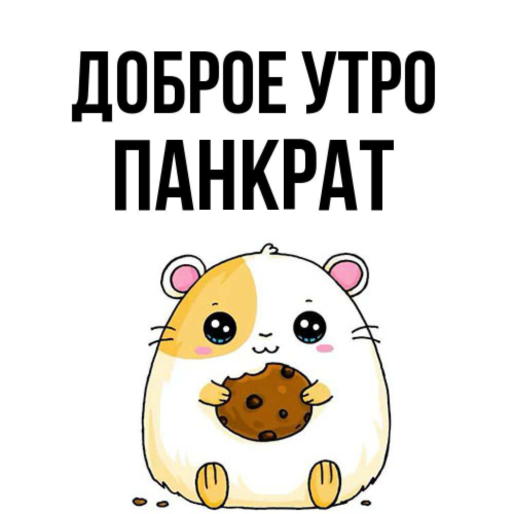 Открытка на каждый день с именем, Панкрат Доброе утро есть печеньку. Утречко Прикольная открытка с пожеланием онлайн скачать бесплатно 