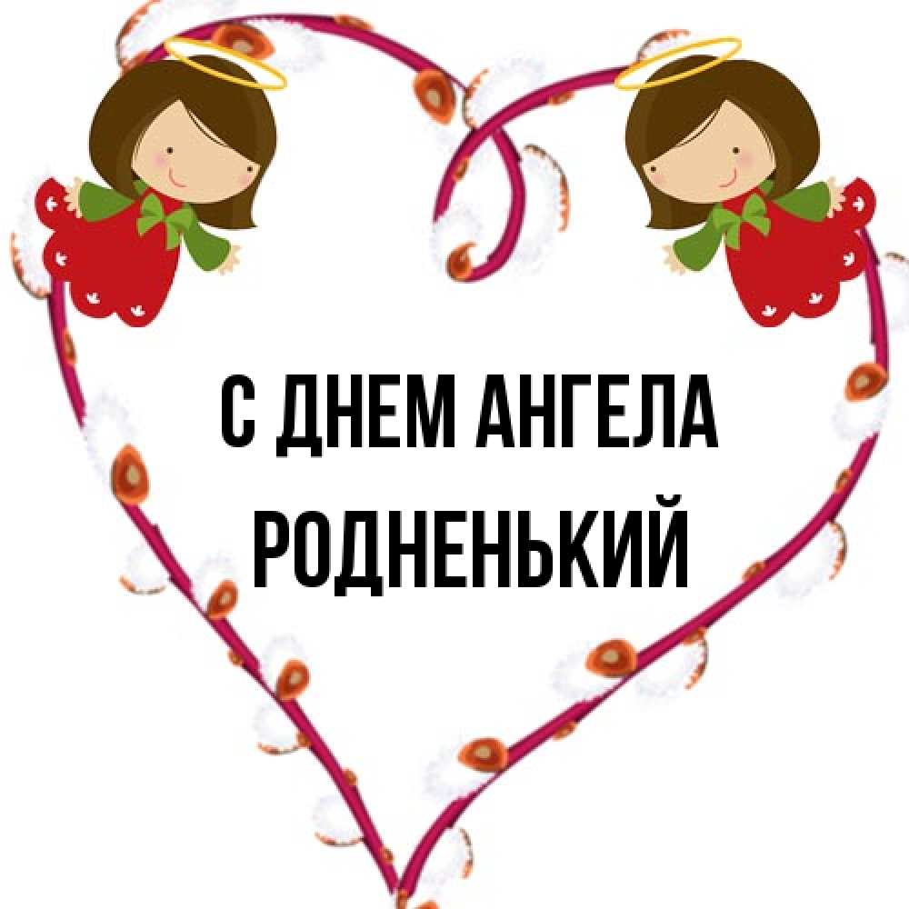 Открытка на каждый день с именем, Родненький С днем ангела рамочка в виде сердца Прикольная открытка с пожеланием онлайн скачать бесплатно 