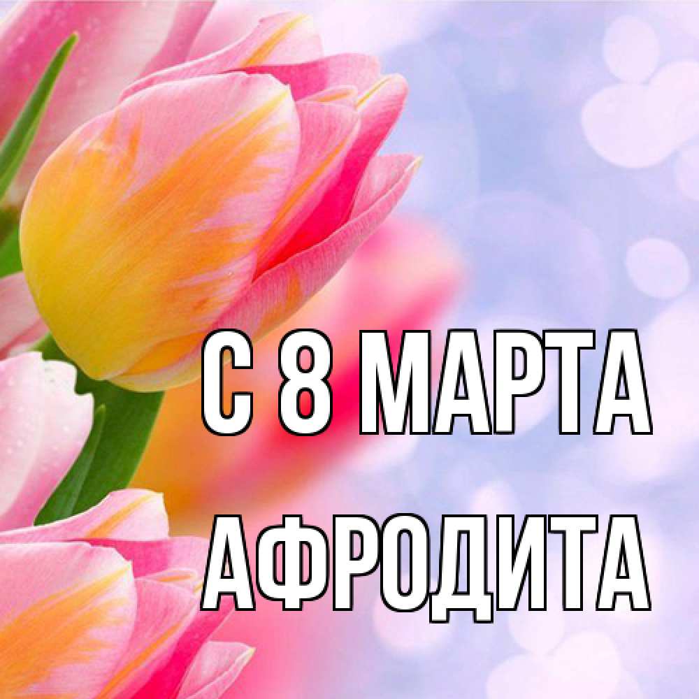 Открытка на каждый день с именем, Афродита C 8 МАРТА тюльпаны 2 Прикольная открытка с пожеланием онлайн скачать бесплатно 