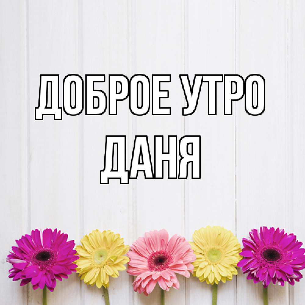 Открытка на каждый день с именем, Даня Доброе утро красный желтый и розовый цветок Прикольная открытка с пожеланием онлайн скачать бесплатно 