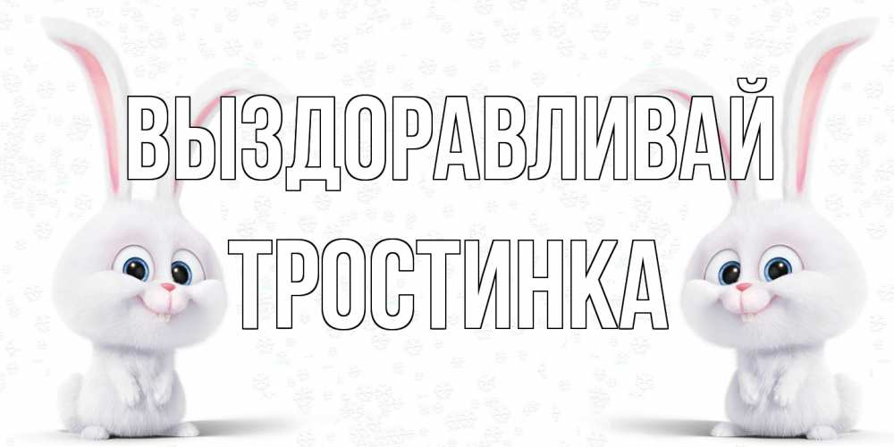 Открытка на каждый день с именем, Тростинка Выздоравливай не болей с зайцем Прикольная открытка с пожеланием онлайн скачать бесплатно 
