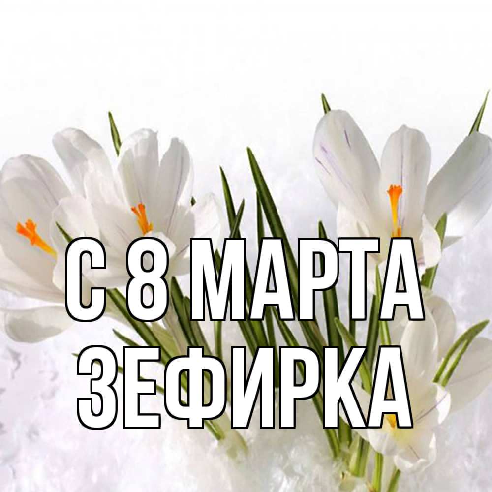 Открытка на каждый день с именем, зефирка C 8 МАРТА под снегом Прикольная открытка с пожеланием онлайн скачать бесплатно 
