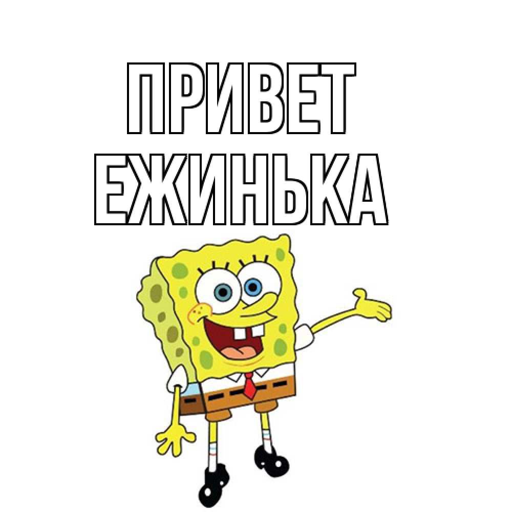 Открытка на каждый день с именем, ежинька Привет спанч Боб на позитиве Прикольная открытка с пожеланием онлайн скачать бесплатно 