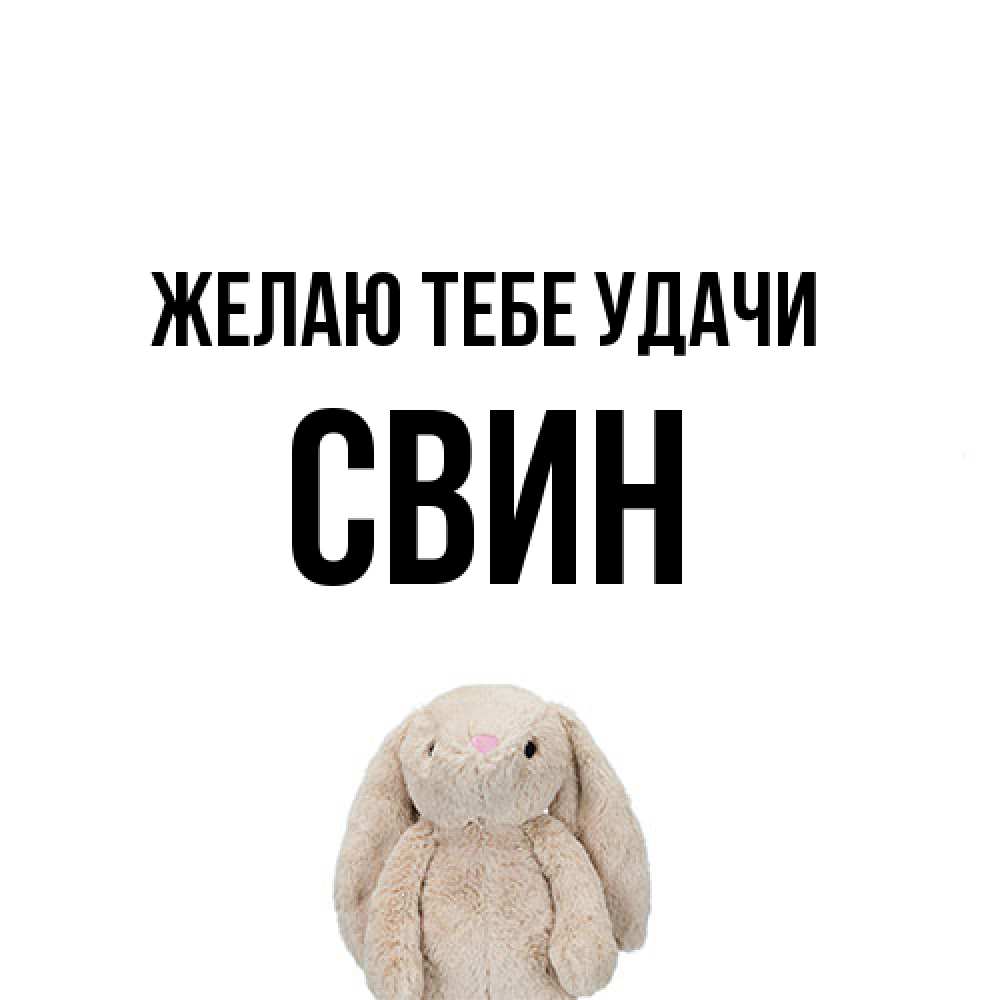 Открытка на каждый день с именем, Свин Желаю тебе удачи сайт создаватель открыток Прикольная открытка с пожеланием онлайн скачать бесплатно 