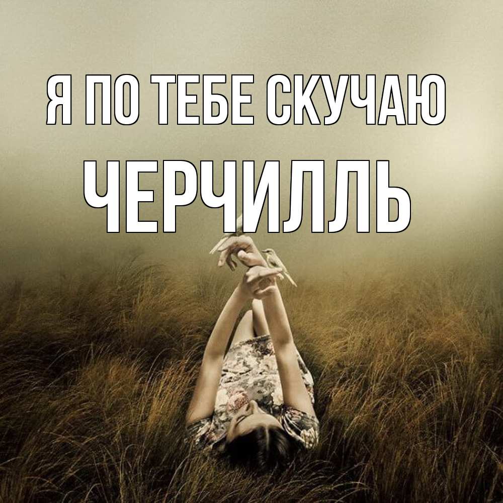 Открытка на каждый день с именем, Черчилль Я по тебе скучаю девушка с голубями Прикольная открытка с пожеланием онлайн скачать бесплатно 