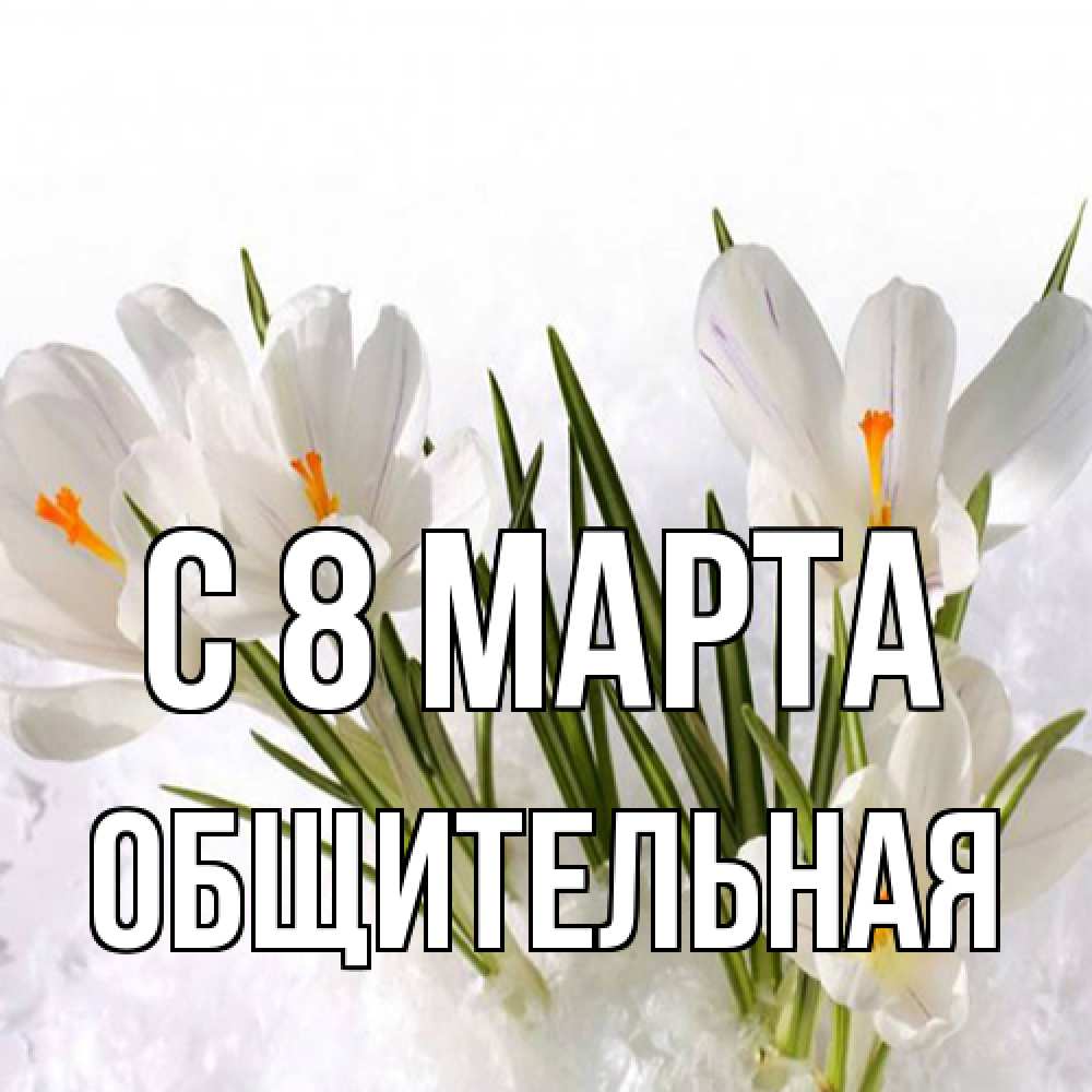 Открытка на каждый день с именем, Общительная C 8 МАРТА под снегом Прикольная открытка с пожеланием онлайн скачать бесплатно 